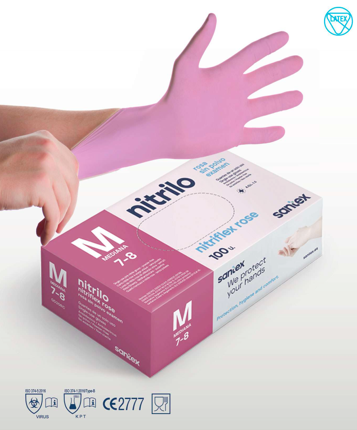 Nitrilhandskar Rosa GD20R 3,5g 100/fp