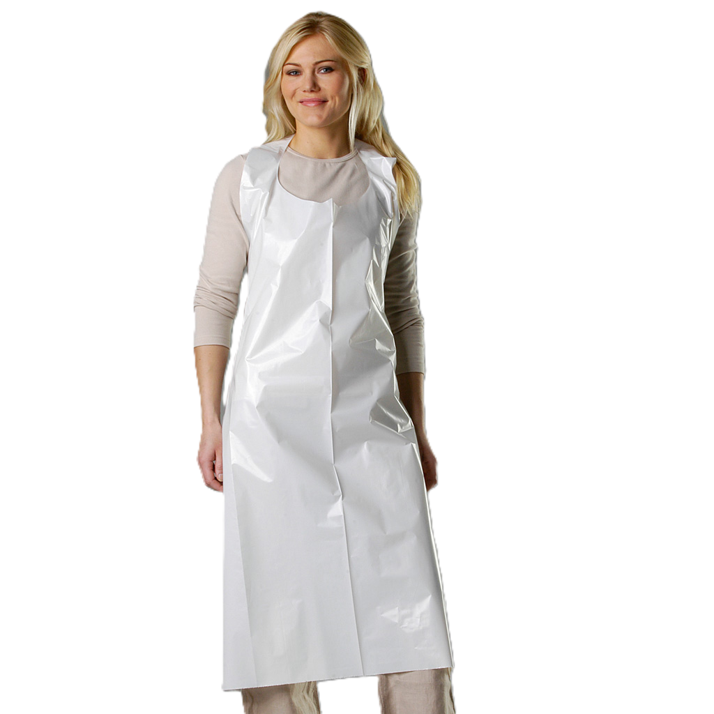 Engångsförkläde i polyeten Blå/Vit – vattentätt, mjukt & enkel att fästa 100/fp