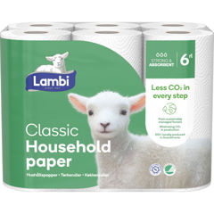 Hushållspapper Lambi 2-L Vit 12,33m/rle 6rle/fp