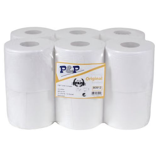 Toalettpapper Compact 2-L Vit 85m/rle 12rle/fp