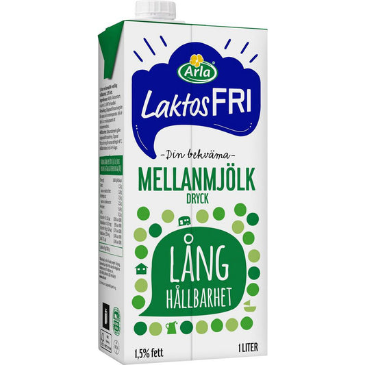 Mjölk ARLA lång hållbarhet laktosfri 1L 10st/krt