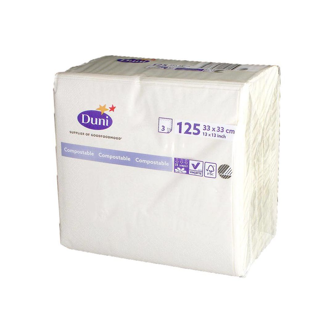 Servett 3-lags 33x33cm Vit 125st/fp 8fp/krt